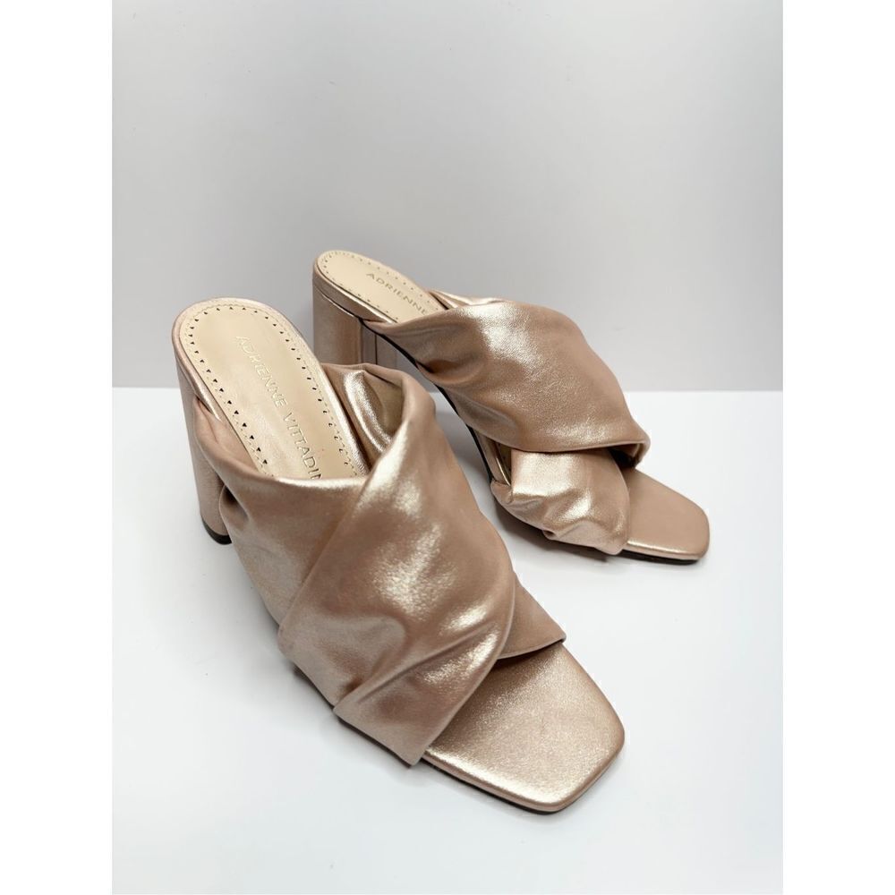 Adrienne Vittadini Genie Sandals Womens Size 6 Rose Gold Open Toe Block Heel‎